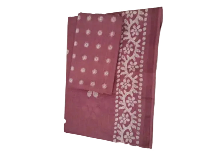 Premium Lavender & White Traditional Printed Saree