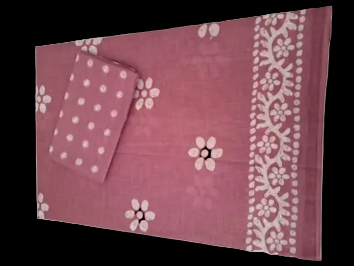 Premium Lavender & White Traditional Printed Saree